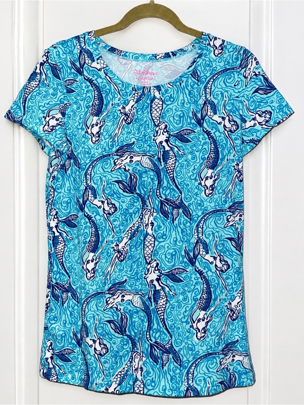 Lilly Pulitzer Aqua Koi Print Short Sleeve Tee
